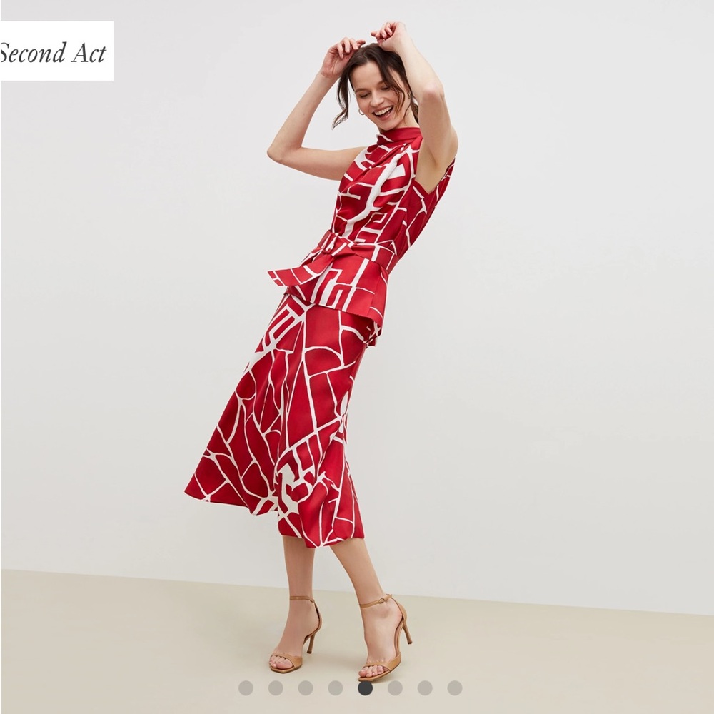 M.M. LaFleur Orchard 1.0 Skirt Block Print Hibiscus sz 12